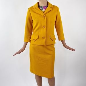 Small Mustard Yellow Mod Knit Skirt Suit